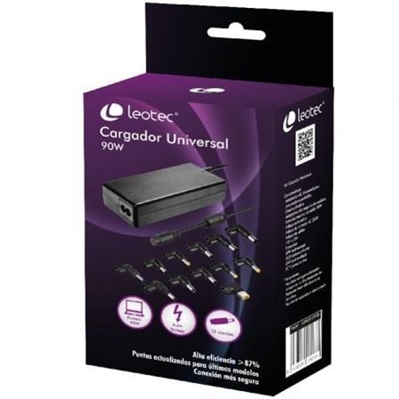 Carregador de laptop doméstico Leotec/ 90 W/ Automático/ 12 conectores/ Voltagem 15-20 V