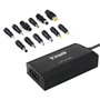 Carregador para laptop TooQ TQLC-100BS01M/ 100 W/ Manual/ 12 conectores/ Voltagem 12-24 V/ 1 USB