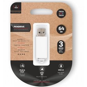 Pendrive 64GB Tech One Tech Basic USB 2.0/ Branco