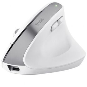 Mouse ergonômico sem fio Trust Bayo+ Bluetooth/ Bateria recarregável/ Até 2400 DPI/ Branco