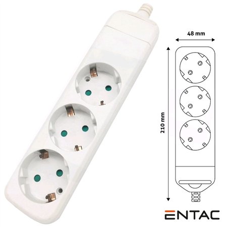 Tomada Elétrica C/ 3 Saídas Schuko Entac