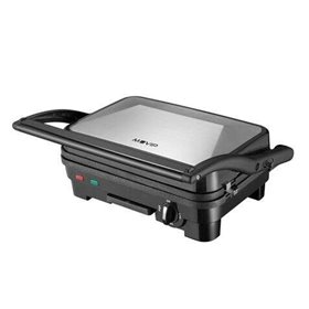 Sanduicheira Muvip de aço inoxidável 1800W - Placas de grelha antiaderentes reversíveis, lisas - Seletor de temperatura - Placa 