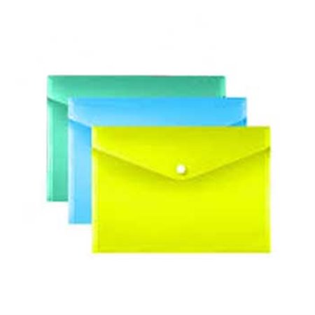 Bolsa Envelope A4 Fecho Botão Plástico Sortido 3un