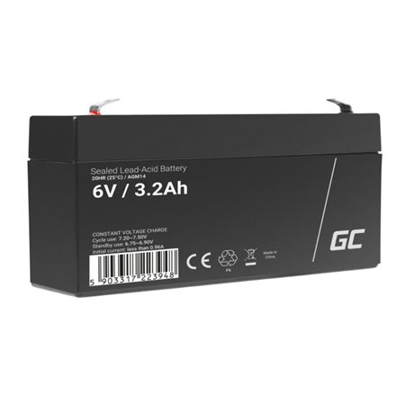 Bateria Chumbo Gel AGM 6V 3.3A GREEN CELL