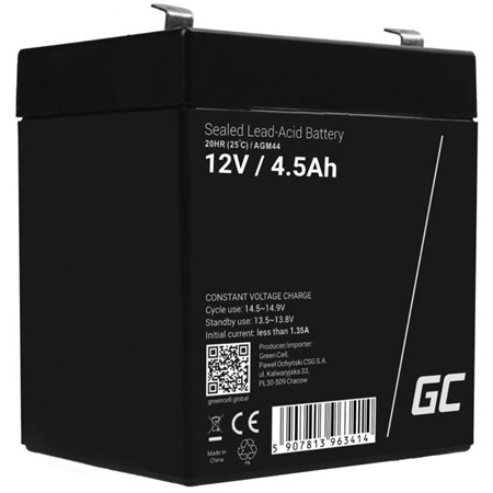 Bateria Chumbo Gel AGM 12V 4.5A GREEN CELL