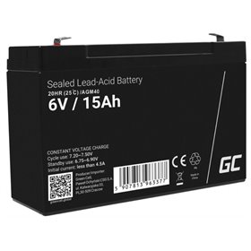 Bateria Chumbo Gel AGM 6V 15A GREEN CELL