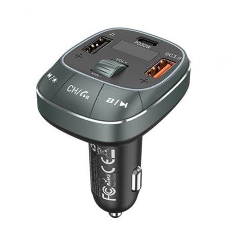 Transmissor FM, MP3, Bluetooth Vention FFLB0, 1xUSB-Tipo C, 2xUSB, 30W