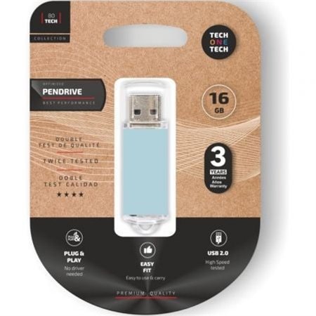 Pendrive 16GB Tech One Tech Basic USB 2.0/ Azul Céu