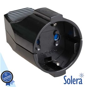 Ficha Schuko Fêmea C/ Terra 220V Preta Solera
