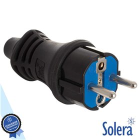 Ficha Schuko Macho 16A/250V Preta Ip44 Solera