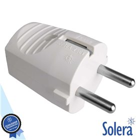 Ficha Schuko Macho C/ Terra 250V Branca Solera