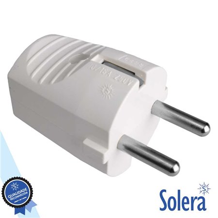 Ficha Schuko Macho C/ Terra 250V Branca Solera