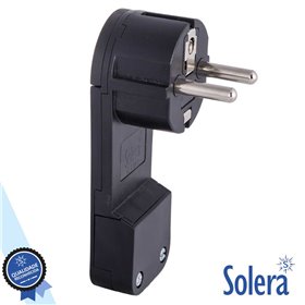 Ficha Schuko Macho C/ Terra Anel Extração 220V Preta Solera