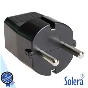 Ficha Schuko Macho C/ Terra 250V Preta Solera