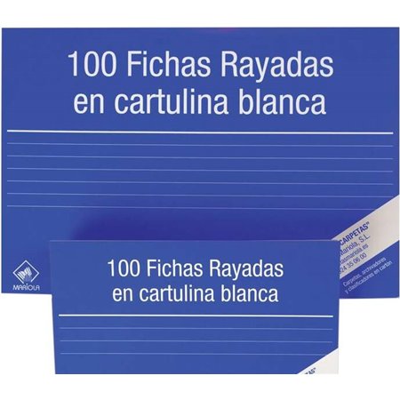 Pacote com 100 fichas pautadas Mariola nº 3 para arquivamento - Medidas: 150 x 100 mm - Cor: Branca
