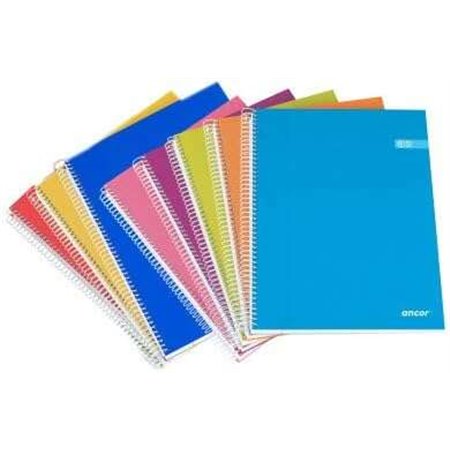 Caderno espiral Ancor Classic Stripes, tamanho fólio, quadriculado 4x4mm - 80 folhas, 90gsm - capa de cartão laminado - cores so