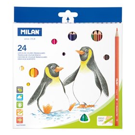 Conjunto de 24 lápis de cor Milan - Formato triangular - Cores sortidas