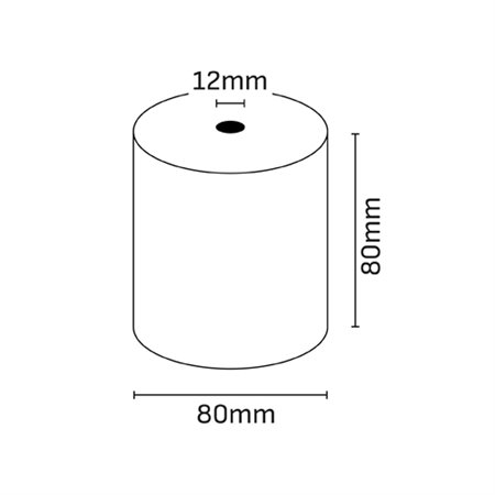 Rolo de papel térmico Oqonos 80x80x12mm, livre de BPA, certificado FSC.