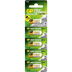 Pacote com 5 pilhas alcalinas GP 23A 12V