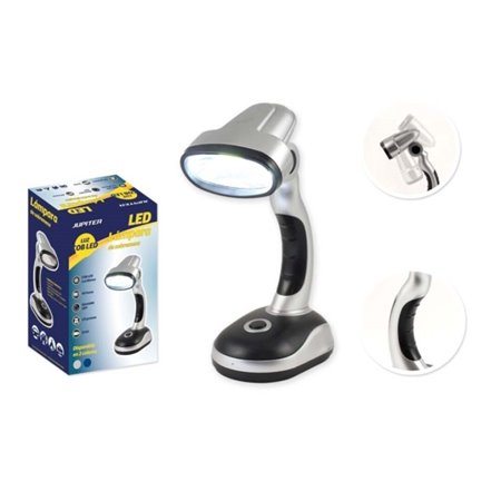 Luminária de mesa Jupiter COB-LED 40lm - Também pode ser usada como lanterna - Funciona com 3 pilhas AA - Prata/Preta