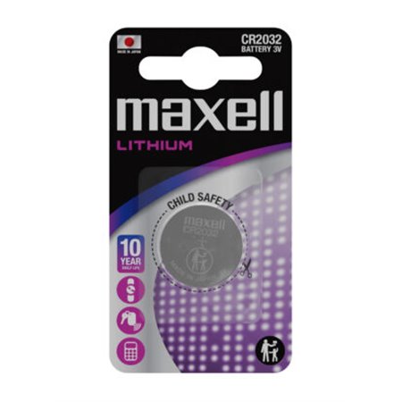 Pacote com 1 bateria de lítio tipo botão CR2032 de 3V da Maxell
