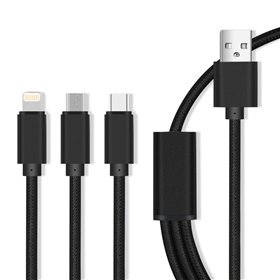 Cabo Usb-A 2.0 / Micro Usb-B Iphone 8P Usb-C Preto