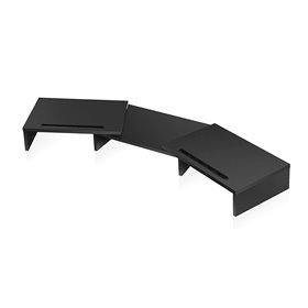 Riser suporte 3 monitores portáteis Phoenix wood 2 alturas organizador de cabos cor preta