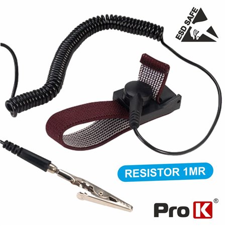 PULSEIRA ANTI-ESTÁTICA PRETA E VERMELHA PROK