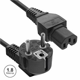 Cabo Alimentação Schuko Macho 3P / Iec C15 Fêmea 1.8M Preto