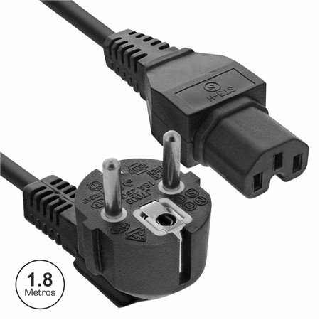 Cabo Alimentação Schuko Macho 3P / Iec C15 Fêmea 1.8M Preto