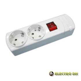 Tomada Elétrica C/ 2 Saídas Schuko C/Interruptor Edh