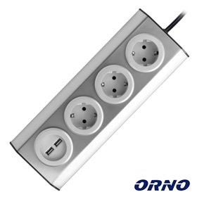Tomada Elétrica C/ 3 Saídas E 2X Usb P/ Secretária Orno