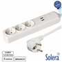 Tomada Elétrica C/ 3 Saídas 1.5M 2Usb 2.1A Solera