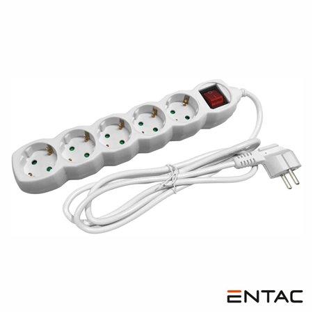 Tomada Elétrica C/ 5 Saídas Interruptor 1.5M Entac