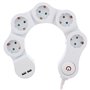 Tomada Elétrica C/ 5 Saídas Interruptor 3M Flexível 2Usb