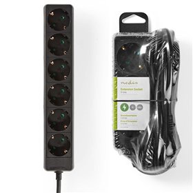 Tomada Elétrica C/ 6 Saídas Interruptor Proteção 1.5M Nedis