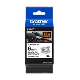 Fita laminada brother tzefx211 texto preto sobre fundo branco - 6mm de largura - 8m de comprimento