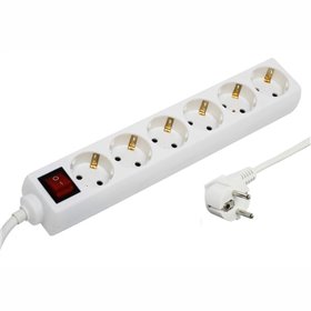 Tomada Elétrica 6X Schuko C/ Interruptor 1.5M