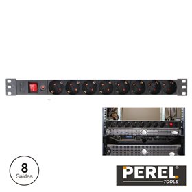 Tomada Elétrica C/ 8 Saídas Interruptor Proteção P/ Bastidor