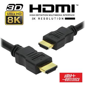 Cabo Hdmi Dourado Macho / Macho 2.2 8K Preto 2M Alpha