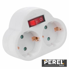 Tomada Elétrica C/ 2 Saídas Interruptor Branco Perel