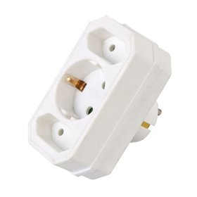Tomada Elétrica C/ 2 Saídas Planas 1 Schuko Branco