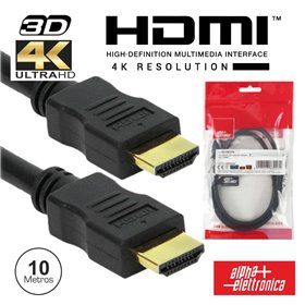 Cabo Hdmi Dourado Macho / Macho 2.0 4K Preto 10M