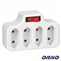 Ficha Elétrica Adaptadora 4X Ac Plana C/ Interruptor Orno