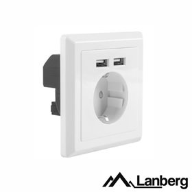 Tomada Elétrica Superfície C/ 2 Portas Usb Branco Lanberg