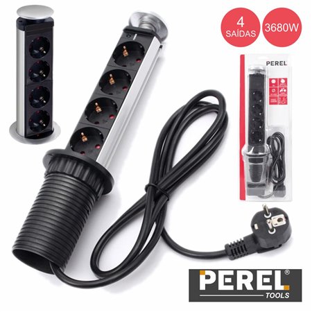 Tomada Elétrica C/ 4 Saídas Proteção P/ Secretária Perel