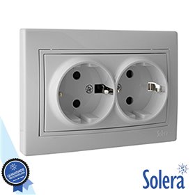 Tomada Elétrica Encastrar Dupla C/ Terra Solera