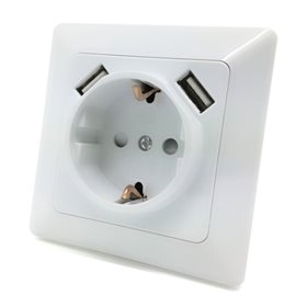 Tomada Elétrica Encastrar C/ 2 Saídas Usb 5Vdc 2.1A