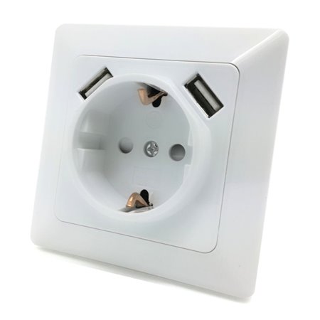 Tomada Elétrica Encastrar C/ 2 Saídas Usb 5Vdc 2.1A