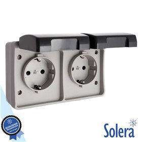 Tomada Elétrica Superfície Dupla C/ Tampa Vde Ip54 Solera